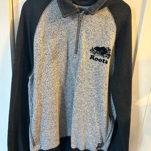 Roots Men's Zip-Up Sweater in Black and Gray